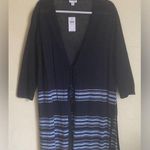 J Jill Cardigan Womens Size Large L Blue Striped Linen Blend Sweater NWT Photo 0