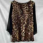 Lavish  Animal Print Cheetah Sheer 3/4 Sleeve Blouse 1X Photo 2