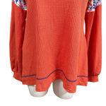 Southern Stitch Orange Waffle Knit Floral Patchwork Long Sleeve Top Size L Photo 2