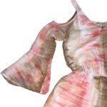 Andree by Unit NWT Tie Dye Romper Cold Shoulder Bell Sleeve Ruffle Hem Sz Lg Photo 11