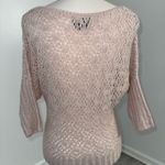it's our time It’s Our Time Women’s Medium Pink 3/4 Sleeve Open Knit Sweater Sparkly Y2K Photo 1