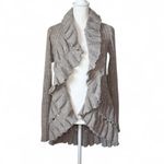 Wool Knit Ruffle Cardigan Gray Size M Photo 1