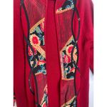 KOOS of Course! Red Open Cardigan Applique Sweater Silk Wool Sz 1X Asian Kimono Photo 1