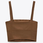 ZARA  | Brown Tank Top NWT Medium Neutral Woman's‎ Crop Top Photo 0