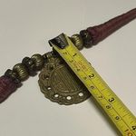 Vintage Handmade Maroon Statement Costume Jewelry Necklace Brass Pendant Photo 10