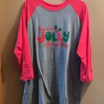 Next Level Apparel 3/4 sleeve baseball tee Gray w/ red sleeves “have a jolly Christmas “ Photo 1