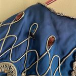 Vintage Handmade Blue Cloak Coat FIT Design School Beaded & Embroidered Satin Size M Photo 15