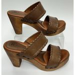 Johnston & Murphy  Women's Clog Platform Sandal 8.5 Brown Leather Block Heel Boho Photo 1