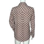 EXPRESS Shirt Womens XS White Red Geometric Portofino Office Casual Versatile Photo 3