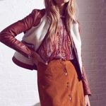 Intermix genuine goat leather brown retro A-line mini shirt Photo 0