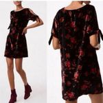 Loft NWT  Velvet Floral Shift Mini Dress Size MEDIUM Open Tie / Cold Shoulder Photo 1