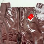 SPANXshape Faux Leather Patent Leggings Size Small Petite Ruby Burgundy Shiny Photo 6