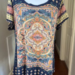 Lucky Brand Navy Tan Multicolor Bohemian Blouse 1XL Photo 0