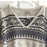 St. John St Johns Bay Womens 2X Fair Isle Snowflake V Neck Sweater Tan Grey Black VTG 80s Photo 2