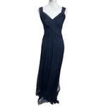 Tadashi Shoji Tadashi Collection Navy Silk Gown Beaded Women’s Size 0 Formal Evening Dress Photo 6