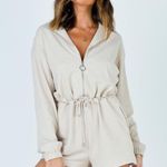 Princess Polly Gabriella Playsuit in Beige Photo 0