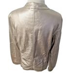 Cavalini Jacket Women's Sz Large Champagne Metallic Faux Leather Y2K Futuristic Photo 2