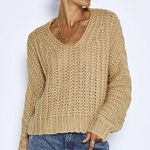 SO NWT  Cable Knit Yarn Sweater Sz M Tan Camel Photo 0