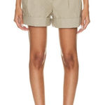 Citizens of Humanity Eugenie Pleated Poplin Cuff Hem Short in Slate Khaki Sz 26 Photo 0