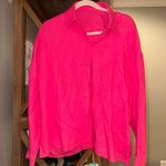 Daily Drills Hot Pink Linen Button Down Shirt | XS/S Photo 1