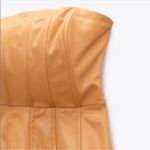 ZARA  Blogger Fav Caramel Color Faux Leather Strapless Mini Dress Photo 5