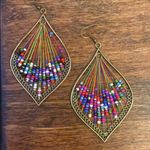 Bohemian Multi Color Beaded Thread Women’s Drop Dangle Vintage Earrings Gold Photo 2