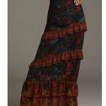 Farm Rio  Garden Tiered maxi skirt NEW boho tropical floral ruffle black motif si Photo 0