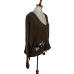 Altar'd State Altar’d State Cozy Boho Brown Fuzzy Knit Sweater Aztec Pockets V Neck Pullover S Photo 2