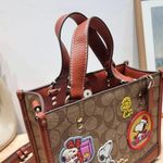 Coach X Peanuts Dempsey Tote 22 In Signature Canvas With Patches CE851 Photo 6