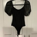 Lulus  Sheer Shoulder Black Bodysuit Photo 2