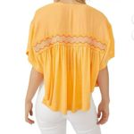 Free People Market Embroidered V-neck Short Sleeve Carrot Ginger Cropped Top Photo 2