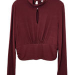 Brea Canyon Oxblood Knit Top NWT XL Cropped Burgundy Top with Cutout Red Photo 0