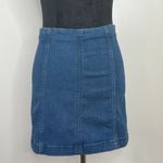Free People Modern Femme Denim Stretch Skirt w/ exposed zip, 90s Y2K Mini Skirt Photo 4