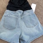 Isabel Maternity by Ingrid & Isabel Crossover Panel Midi Maternity Jean Shorts Blue Size M Photo 3