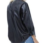 French Connection  Black Faux Leather Shirt Jacket Size Small Photo 11