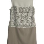 Sandra Darren Dress Womens 6P Neutral Colorblock Embroidered Sleeveless Sheath Photo 0