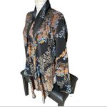 Twelfth Street by Cynthia Vincent Abstract Floral Silk Cardigan Small Blue Photo 6