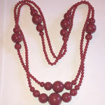 60” Long Deep Burnt Orange/Red Boho Beaded Retro Vintage Necklace Photo 0