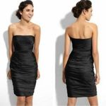 Monique Lhuillier  Black Strapless Ruched Chiffon Bridesmaids Dress, Size 4 Photo 1