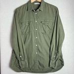Vince Women’s Button Down Long Sleeve Top Army Green Pockets Women's Size M Photo 0