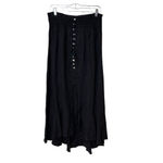 Gigi Moda NWT Smocked Waist Black Maxi Skirt Front Slit Buttons Tie O/S Linen Size undefined Photo 4