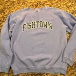 FishTown Women’s XL‎ Blue Purple Long Sleeve Sweatshirt Destination Sweater Photo 0