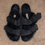 Birkenstock Black Fuzzy Birkenstocks Photo 0