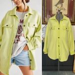 Free People  Ruby Jacket Shacket Oversized Fleece in Light Green Yellow- Sz S 🧡🎀 Photo 2