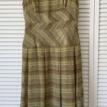 Liz Claiborne  Dress Women's Size 10 Olive Green Brown Striped Midi‎ Career Retro Photo 0