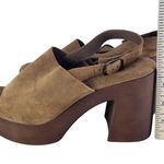 BioNatura Suede Slingback Open Toe Chunky High Block Sandals Womens Size 8 Brown Photo 5