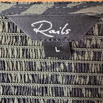 Rails  Zana Olive Mixed Animal Stripe Dress Womens Size Large Long Sleeve Smocked Photo 3