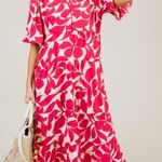 Laetitia 100% Linen Shirt Dress Midi Maxi Italy Made Size Large New Vacation Pink Photo 0