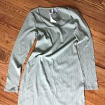 H&M Sage Green Ribbed Long Sleeve Dress NWT Photo 0