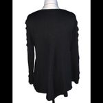 Joseph A . Black Knotted Open Sleeve Detail Pullover Round Neck Soft Sweater Lg Photo 5